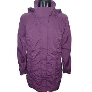 Eddie Bauer Women's Purple Spring Hooded Utility Rain Jacket L